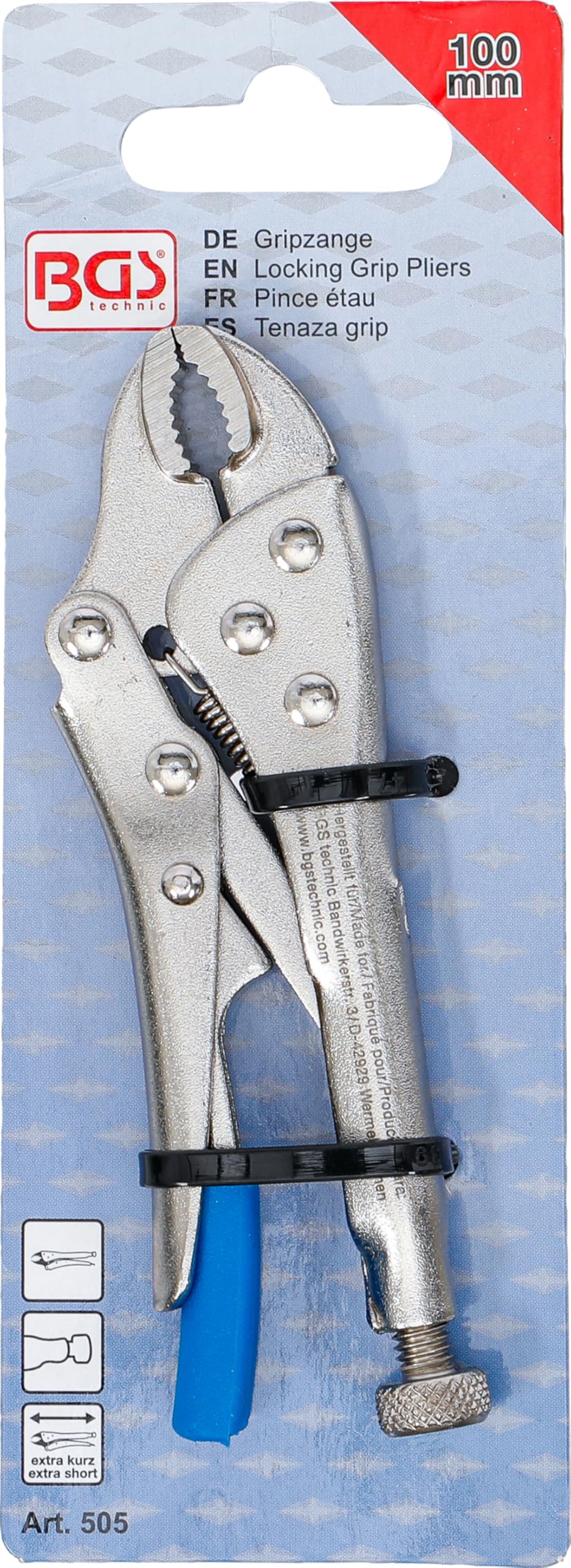 BGS 505 | Pinza autobloccante | extra corta | 100 mm