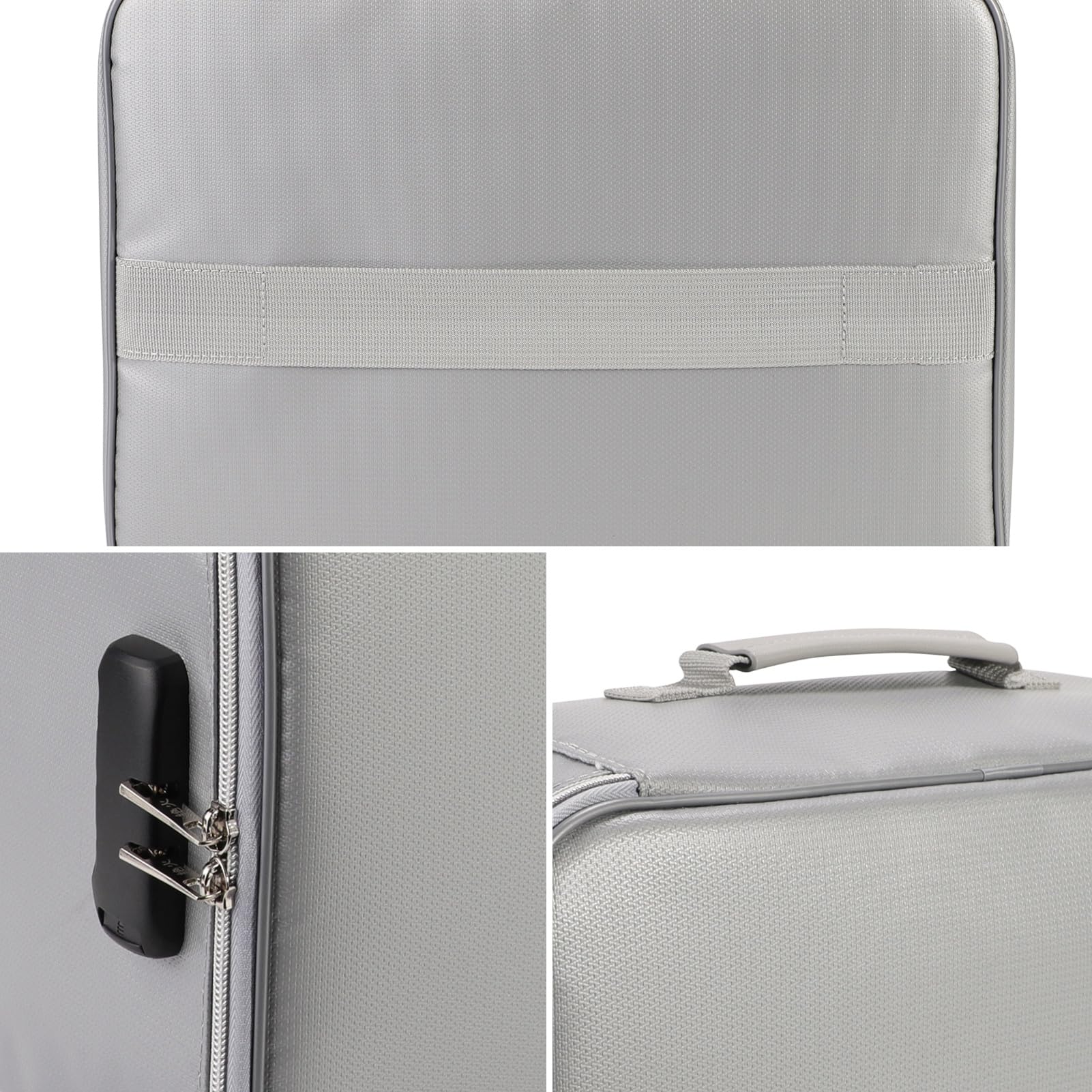 Borsa portadocumenti e organizer ignifugo con chiusura a combinazione - Custodia in fibra di vetro rivestita in silicone a doppio strato - 14,1 x 10,6 x 5,9 pollici - Custodia (Argento)