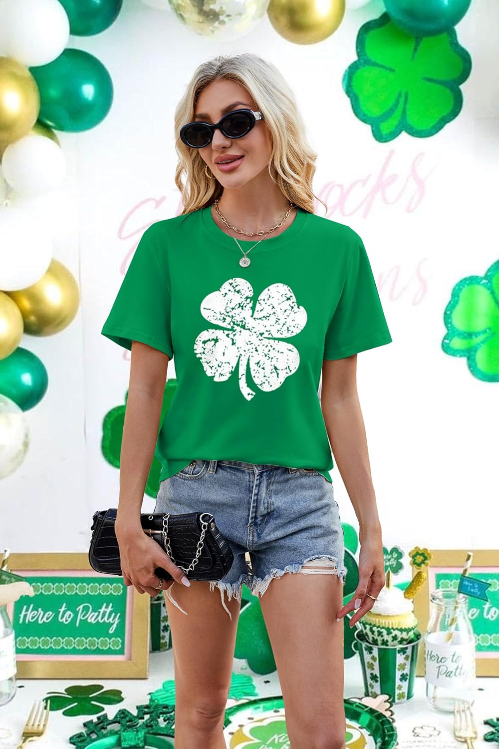 St Patricks Day Shirt Women Green Shamrock Lucky Tshirt Casual Clover Graphic T Shirt Irish Tee Tops - Image 2