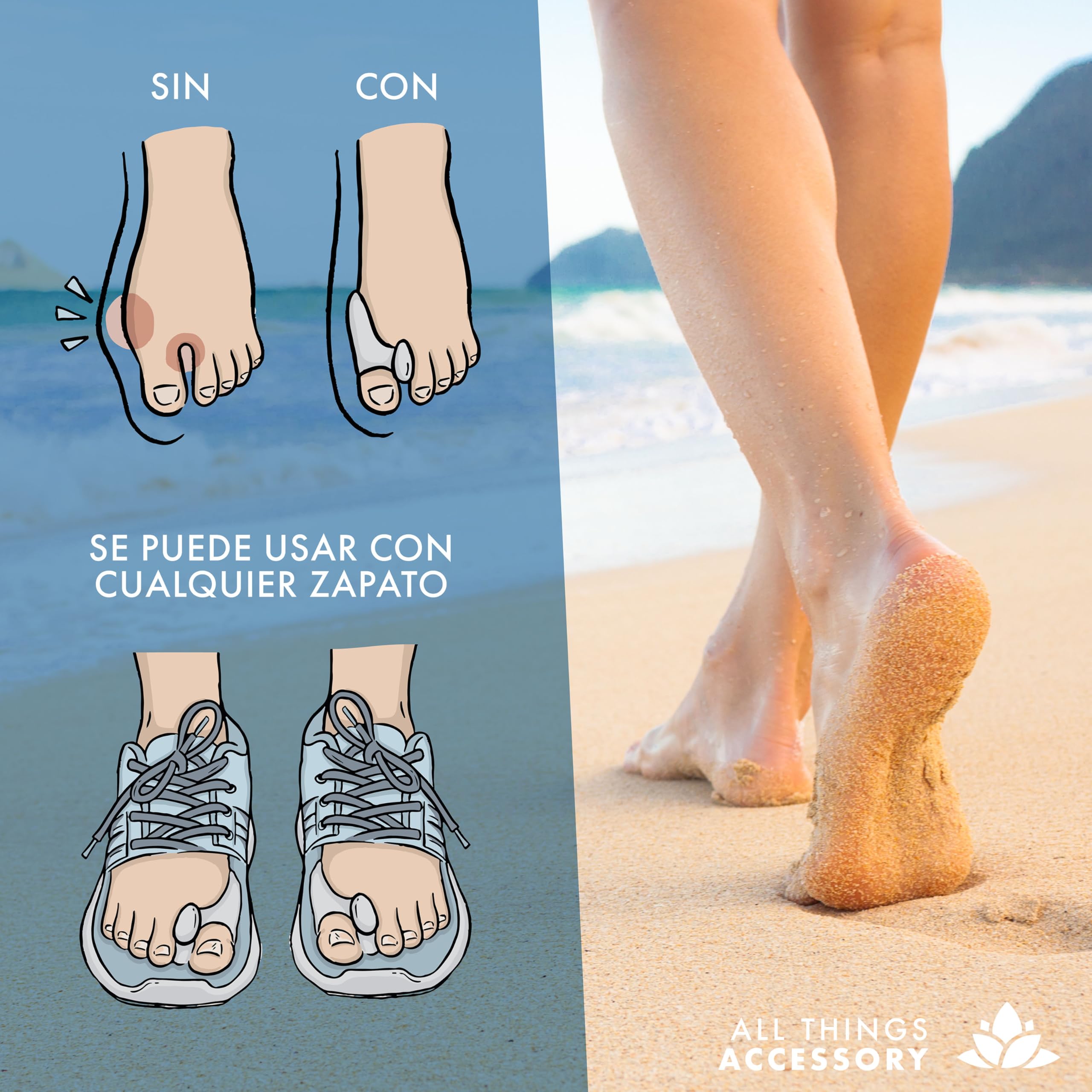 3 Pares de Protectores y Separadores de Dedos en Gel – Separadores de Silicona Suave para Comodidad Diaria (6 unidades)