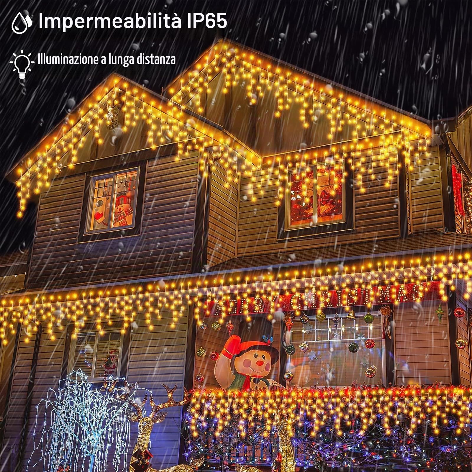 Catena di luci solari con ricarica USB, 10 m, impermeabile, con pioggia di ghiaccio, 8 modalità, 336 LED, 56 pezzi, luci per tende con telecomando, per giardino, matrimoni, feste, decorazioni