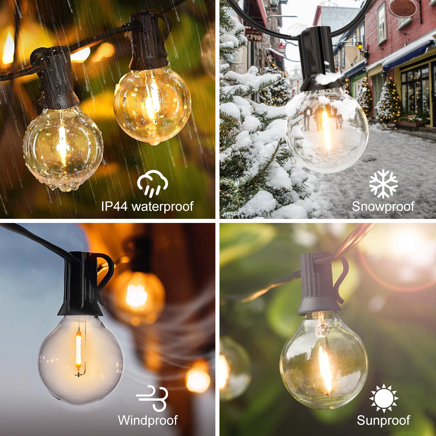 FUKOOLE Catena Luminosa Esterno, 30M/100FT 50+2 LED, G40 Luci da Esterno Giardino, 5 Modalità, Telecomando, Timer, Luci da Esterno Decorazioni per Matrimonio, Giardino, Gazebo, Terrazze