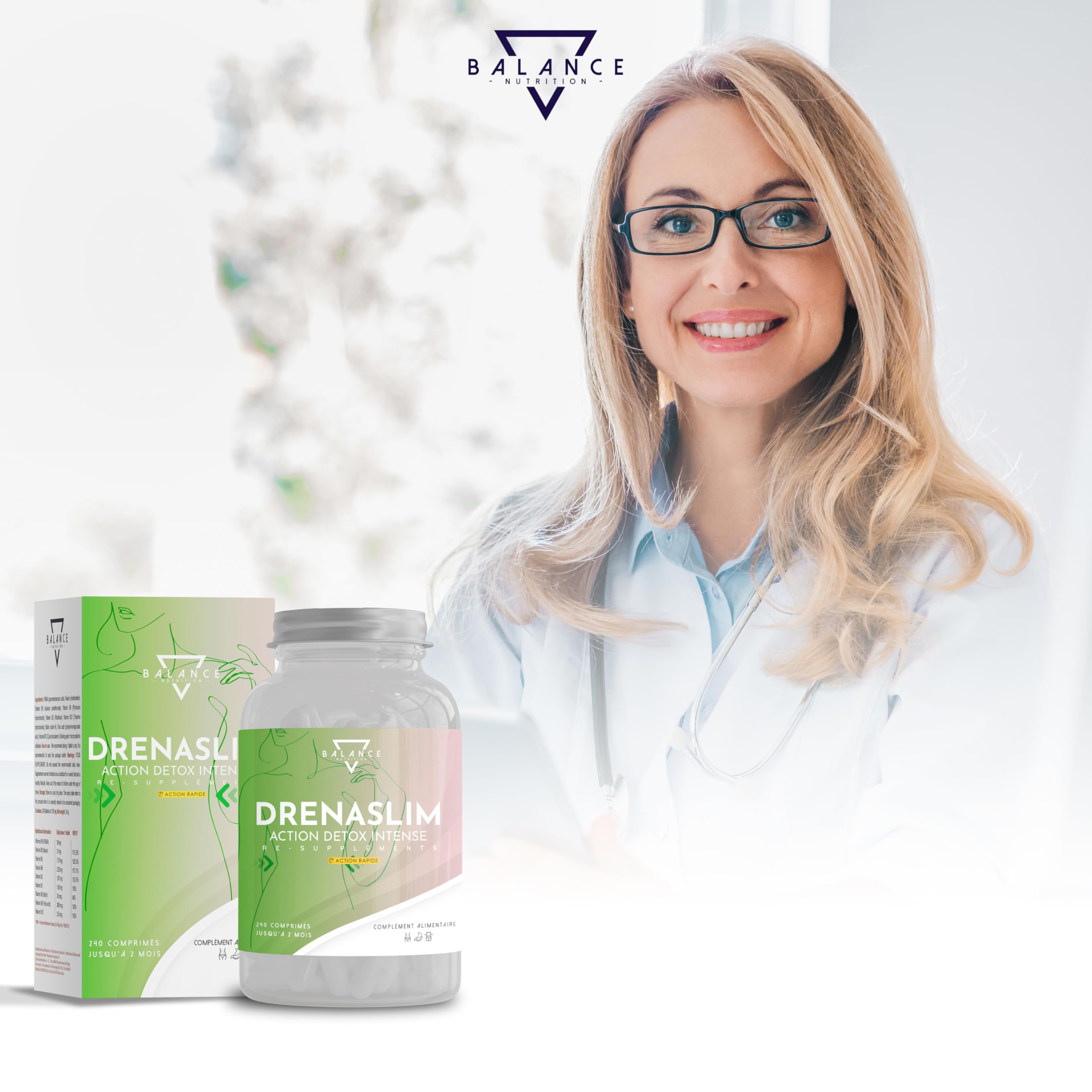 DRENASLIM® DETOX (RÉGIME DÉTOX DRAINANT INCLUS) - 240 COMPRIMÉS | Detox Foie Minceur | Maigrir Rapidement Efficacement I Puissant et Rapide, avec Bromelain, Orthosiphon, Pissenlit, Gymnema et Fenouil