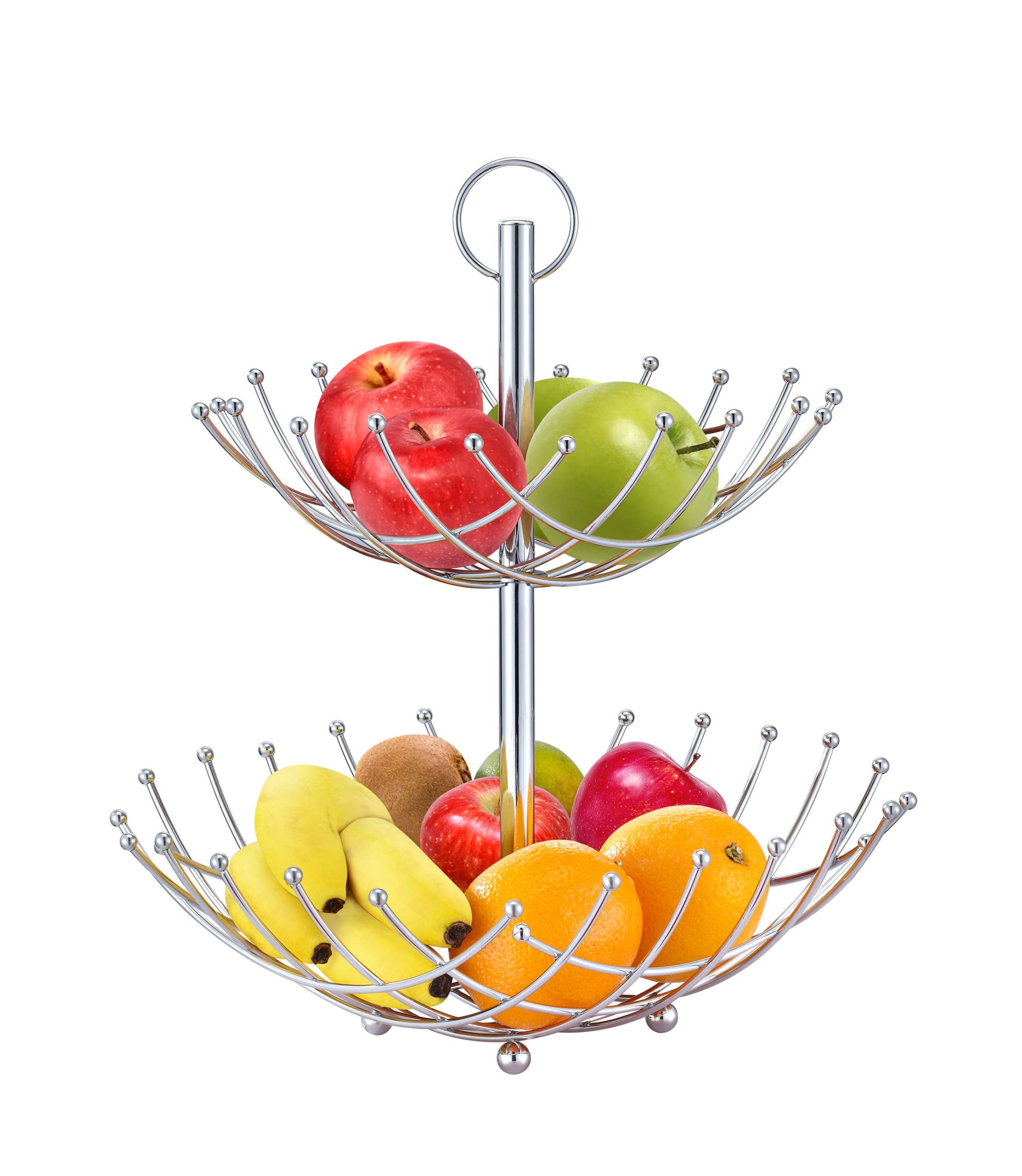Concord 2 Tier Fruit Basket Vegetable and Grocery Countertop Rack Banana Bowl with Stand