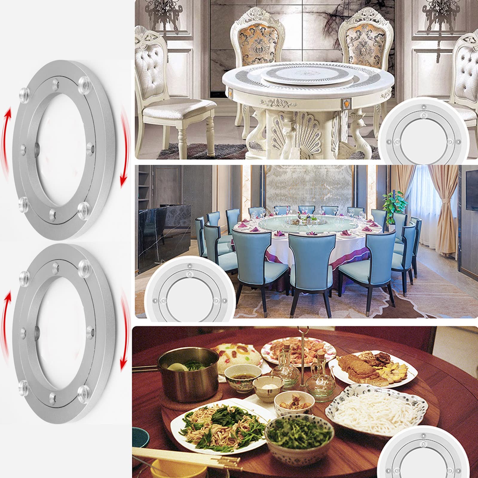 Lazy Susan gramofon z łożyskiem kulkowym stół jadalny, ciężki gramofon ze stopu aluminium, z łożyskiem obrotowym, może być używany wewnątrz lub na zewnątrz, obrotowa podstawa gi