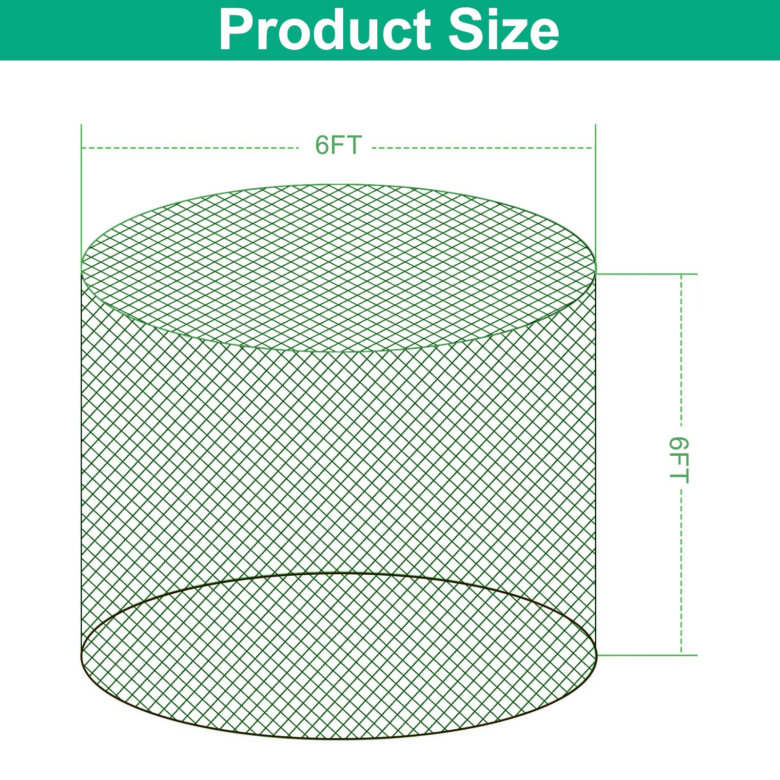 Rete per fieno con balle rotonde, diametro 180 x altezza 180 cm, rete per mangimi a maglia stretta, 4,5 cm, stabile rete per cavalli, lunga durata per prolungare il tempo di mangiare (rotondo)