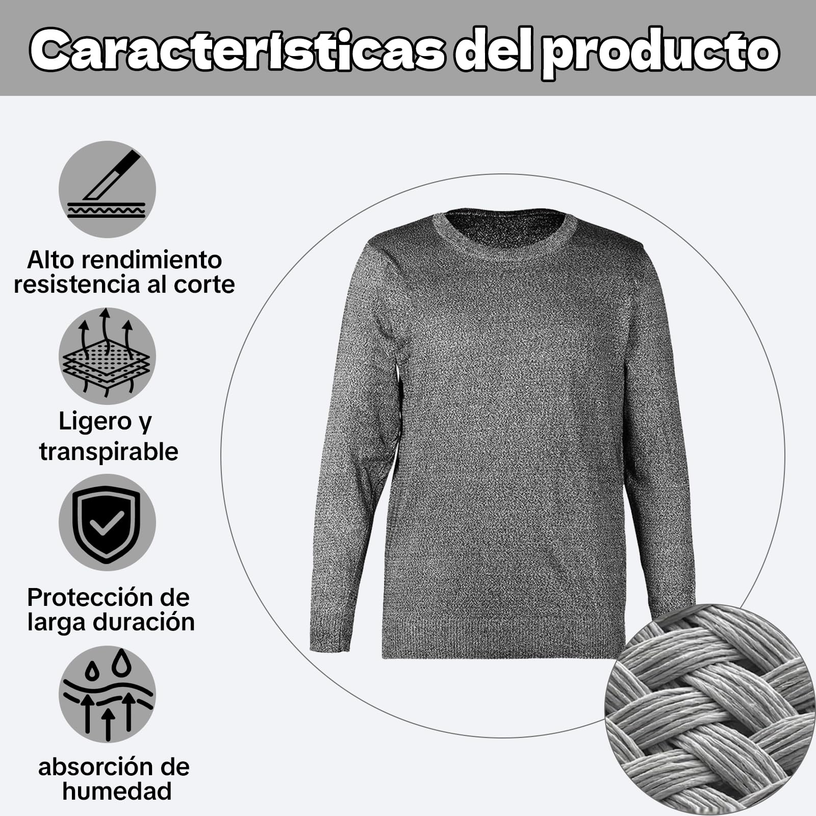 Ropa de corte de protección de nivel 5,camiseta de manga larga a prueba de mordeduras,Resistente al Corte Chaleco,Suministros de Seguridad utilizada for proteger la seguridad personal