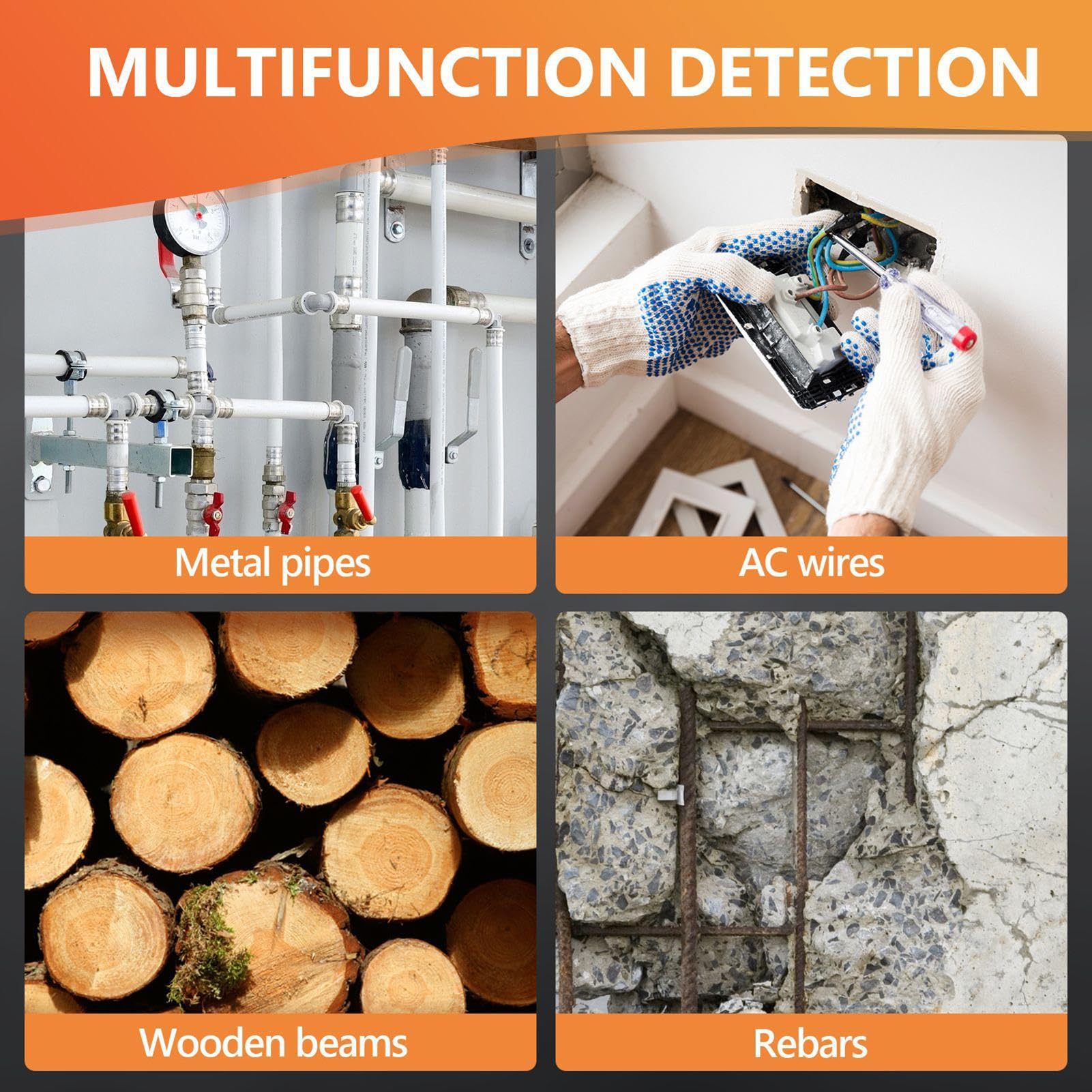 Détecteur de montants – Écran LCD bip niveleur, détecteur de bois en métal, localisateur de reconnaissance de profondeur | Outils de réparation électrique pour la construction de carreaux de cloison
