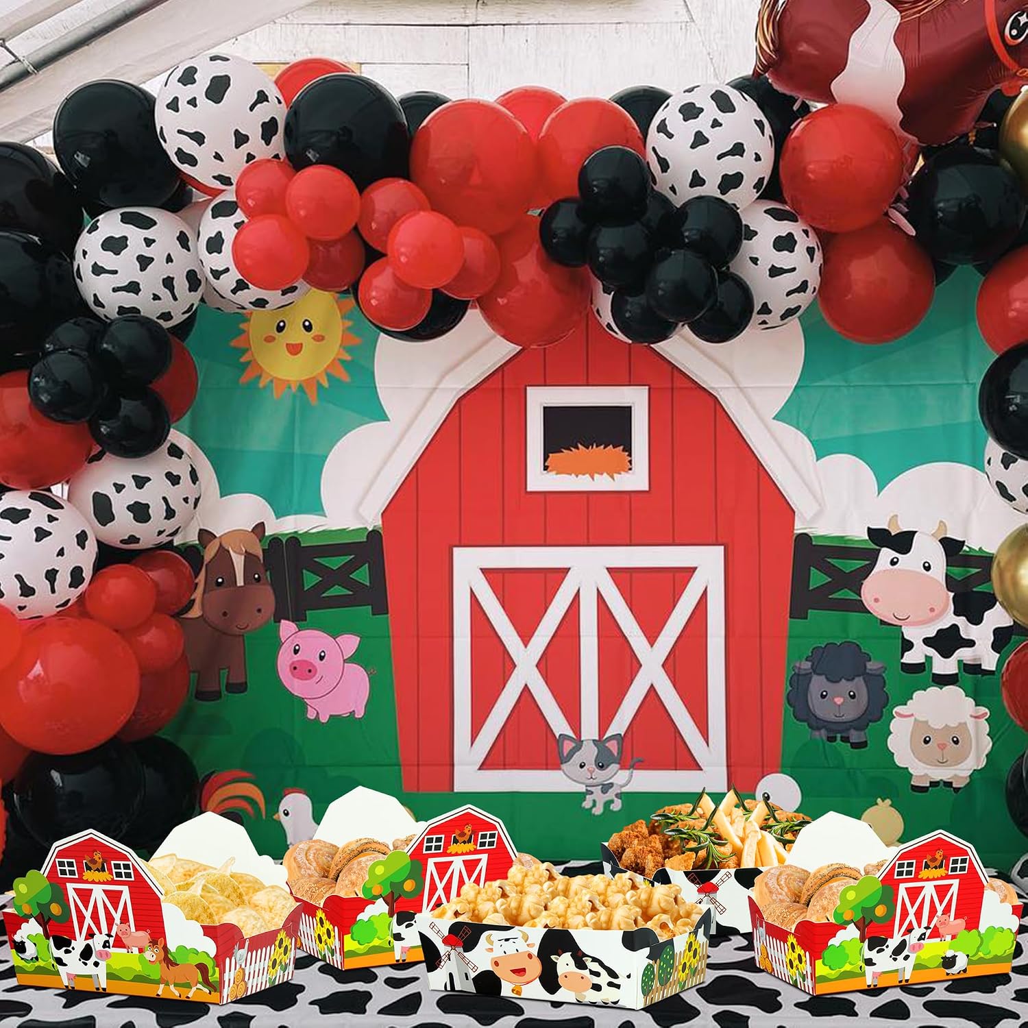 36 Pieces Farm Animal Paper Snack Bowl, Disposable Farm Theme Food Tray, Farm Birthday Party Decoration