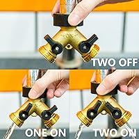 Vista 5 de Divisor de Manguera de Jardín de Latón de 2 Vías, Divisor en Y de Manguera de 3/4 Pulgadas, Conector de Manguera de Latón Resistente, Divisor