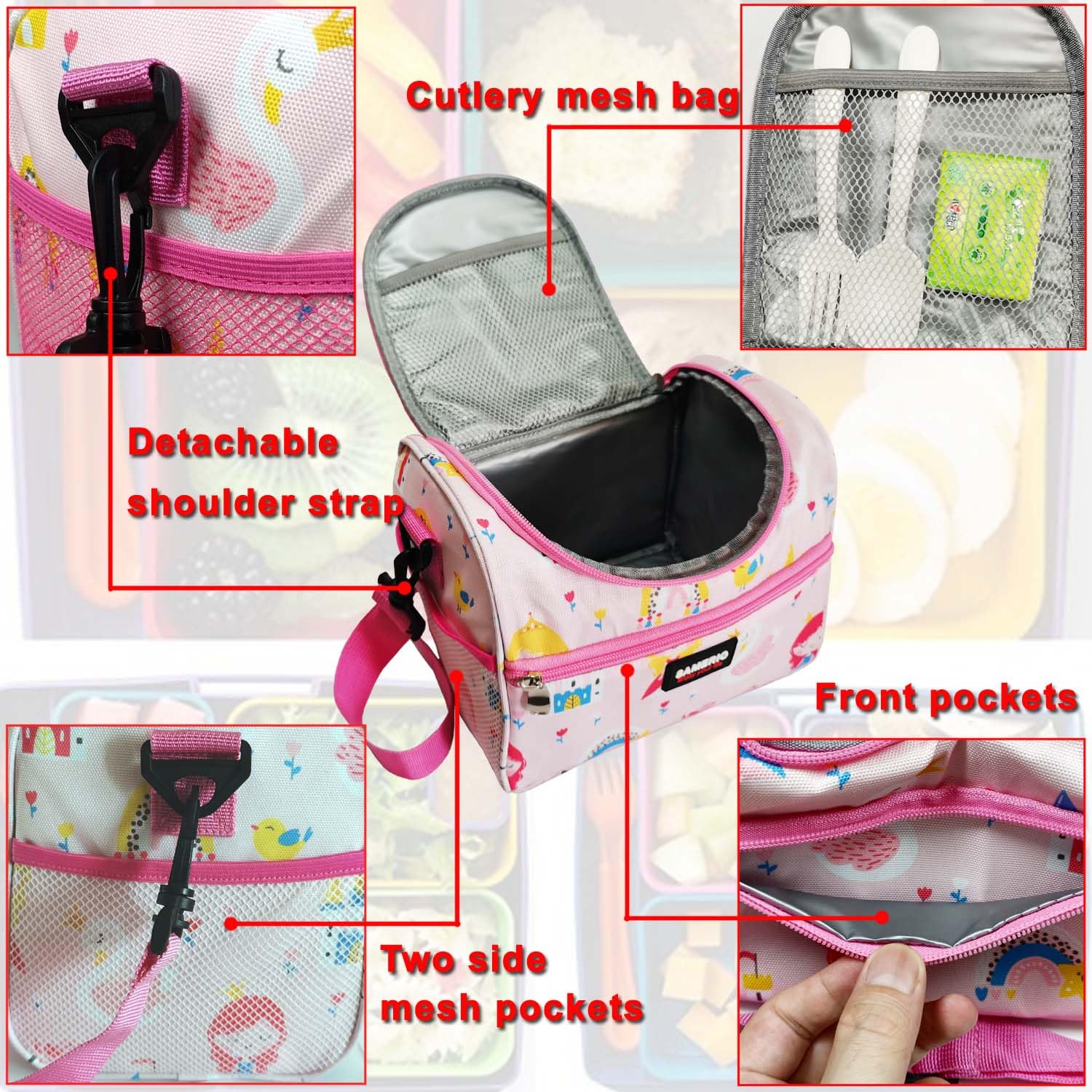 Nieuwe Cartoon Verticale Eenhoorn Lunchtas Kinderen Één Schouder Crossbody Bento