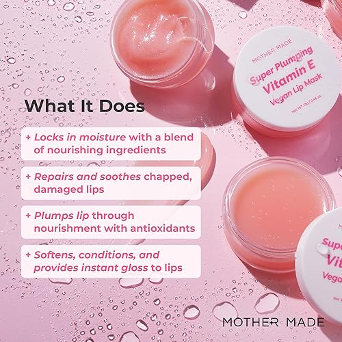 Miniatura 3 de Natural Plumping Vitamin E Lip Mask 2EA  Hidratante labial hidratante para labios suaves, suaves y regordetes, infundido con aceites naturales,