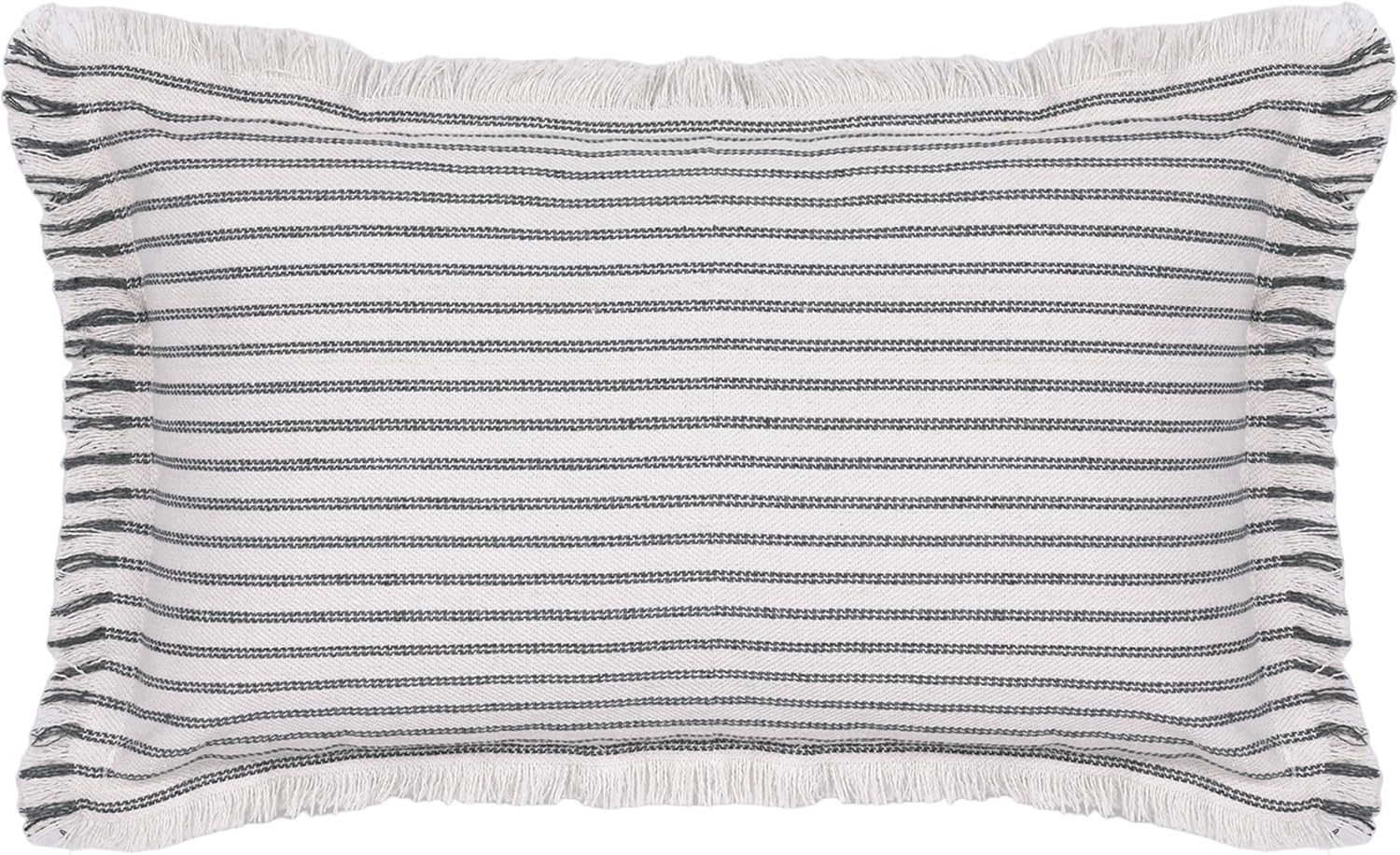 BOYSUM Linen Fringed Decorative Pillow Covers 12x20 for Bed