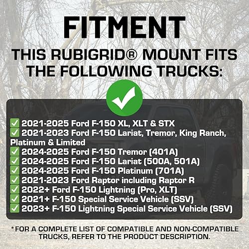 Miniatura 9 de Bulletpoint RubiGrid Soporte de teléfono de metal para tablero y soporte para cámara de acción compatible con Ford F-150 y Ford Raptor 2021+