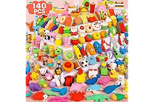 Educational and Fun Party Item: 140 Pack Animal Erasers for Kids 3D...