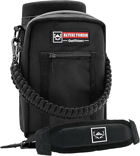 Vista 17 de NATURE PIONEOR Soporte para botella de agua con correa ajustable – 25/32/40 onzas, funda aislante para botella de agua con mango de paracaídas y 2