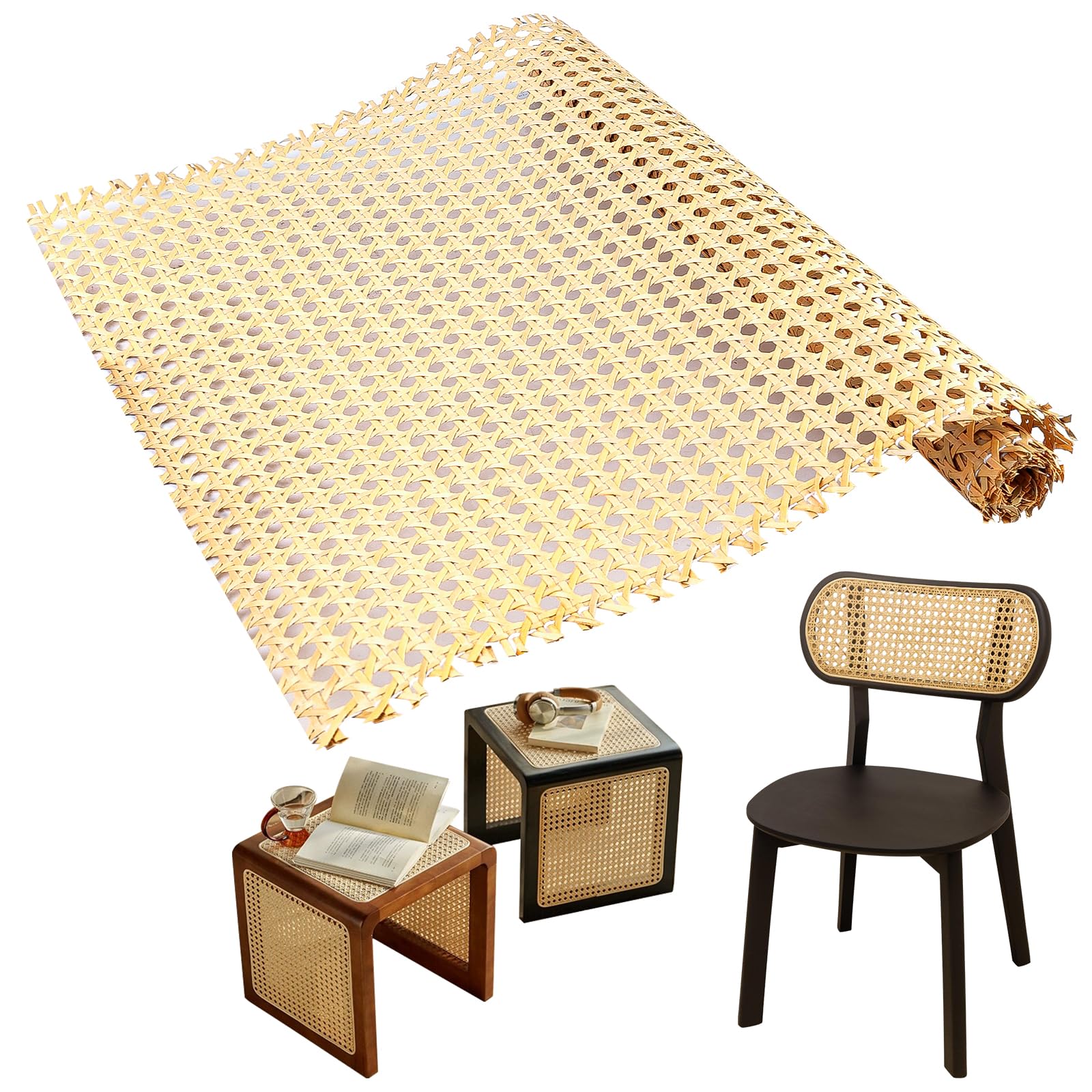 Rattan Geflecht, 35 x 100cm Schimmelfest Rattan Gurtband, Wiener Geflecht, Handgemachtes Rattan Kunsthandwerk für DIY Möbeldekoration, Wabengeflecht Stuhlflechtrohr, Flechtrohrgewebe, Heimdekoration