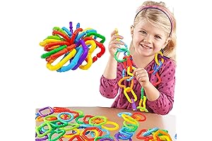 RAINBOW TOYFROG Baby Links Toys - 35 Geometric Linking Chains Ring Toys Baby Toys