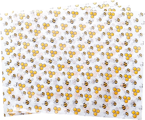 LYOR - Conjunto de 50 Unidades de Papel Manteiga Estampado Bee 24,5cm x 21cm