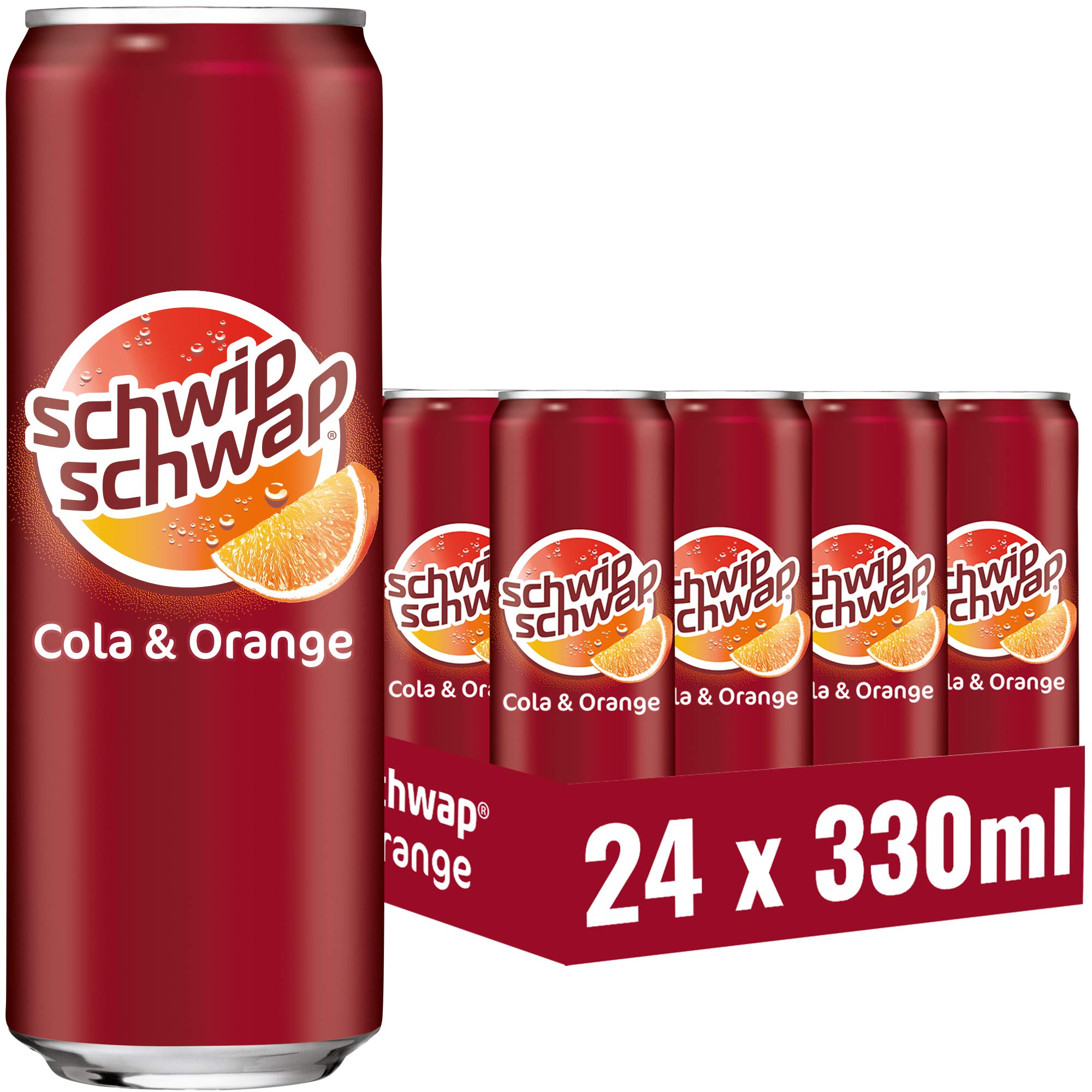 LIPTON ICE TEA Peach, Eistee mit Pfirsich Geschmack, EINWEG Dosen (24 x 0.33 l) & Schwip Schwap, Das Original – Koffeinhaltiges Cola-Erfrischungsgetränk mit Orange, EINWEG Dose (24 x 0.33 l)