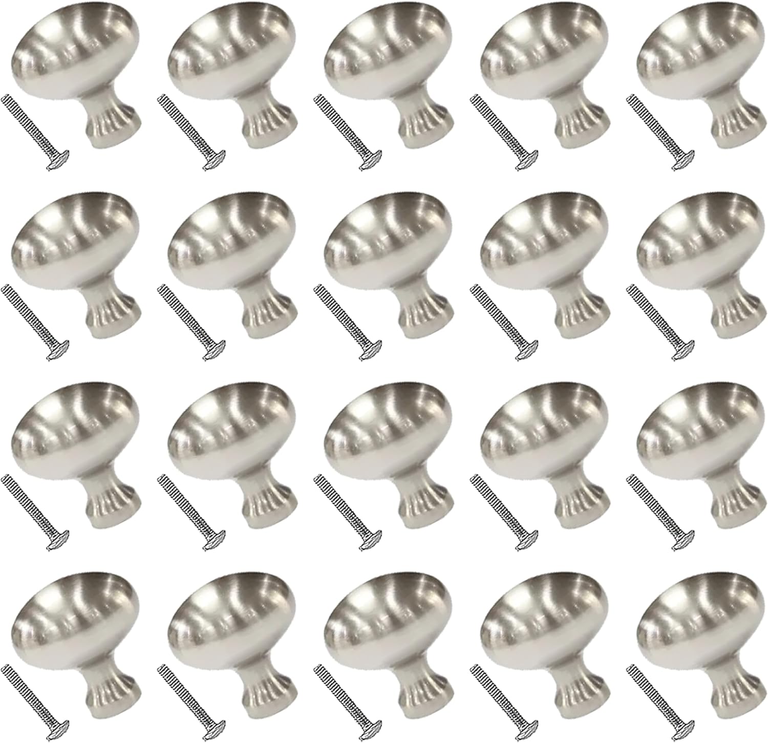Metal Cabinet Knobs 20 Pack Oblong 1-1/3 in. Satin Nickel Oval Cabinet Knobs Drawer Knobs Dresser Knobs Drawer Pulls Cabinet Knobs for Kitchen Bathroom Drawer Wardrobe