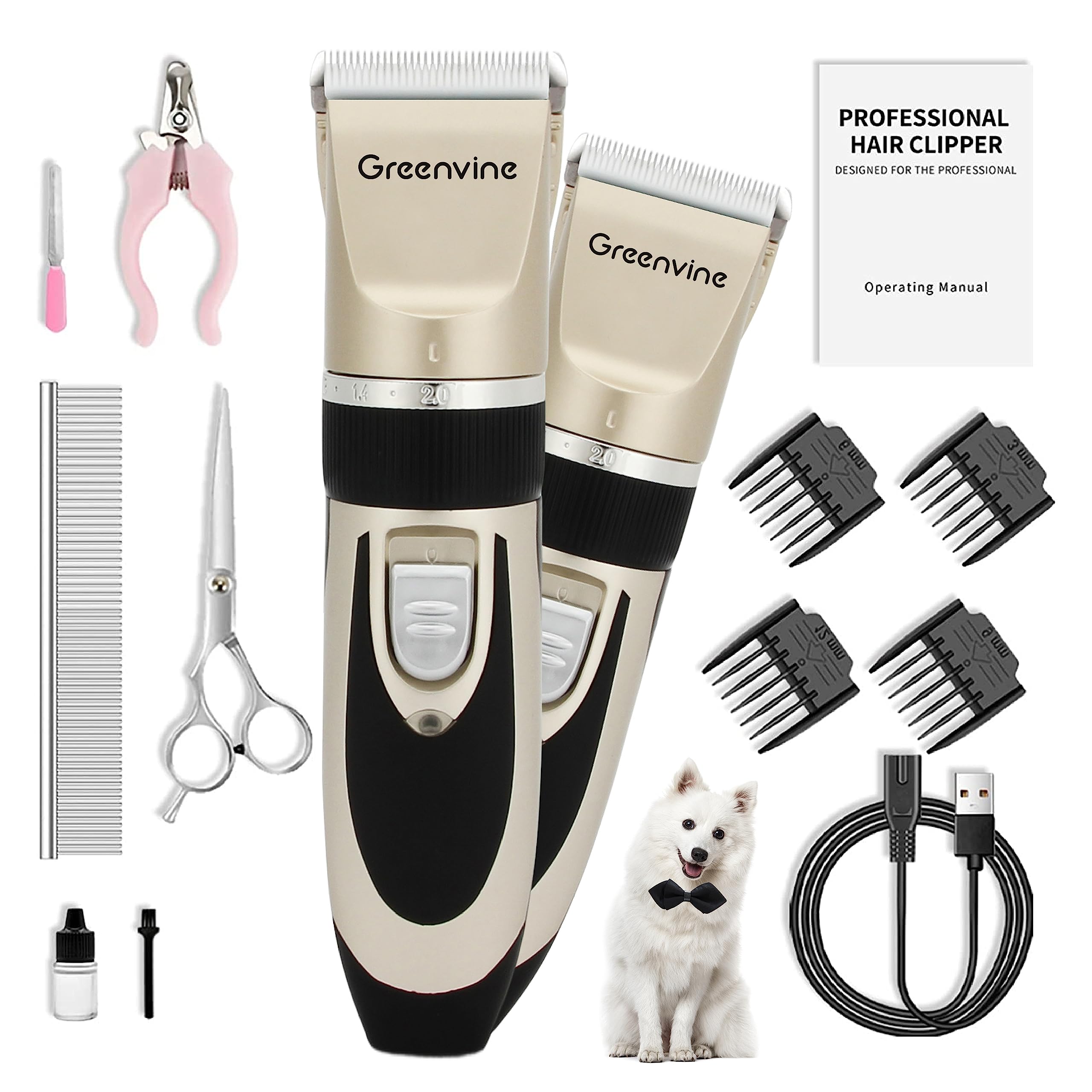 Gromming - Tagliacapelli per cani, ricaricabile tramite USB, per cani e altri animali domestici, con rasoio professionale per la rimozione dei peli degli animali domestici a basso rumore