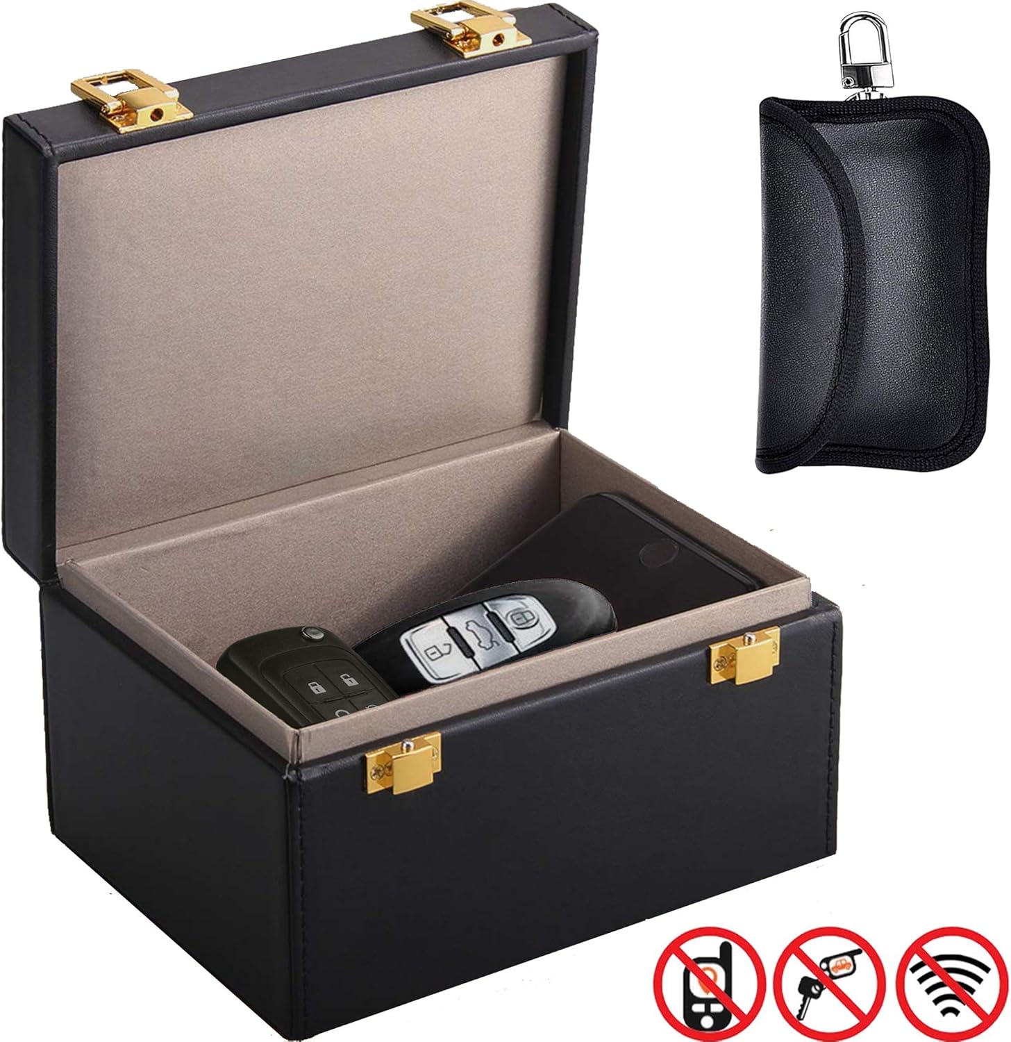 Faraday Box Car Key Signal Blocker Box & Spare Key Faraday Pouch