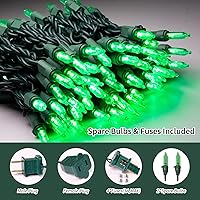 Vista 2 de LAMPHOME 100 luces verdes de Navidad – Cadena de luces LED de 21.6 pies, mini luces LED para interiores y exteriores, hogar, fiesta, boda
