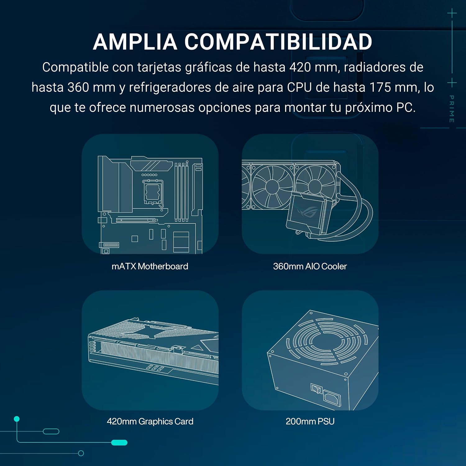 ASUS Prime AP202 ARGB – Caja para PC Micro-ATX – Blanco 7