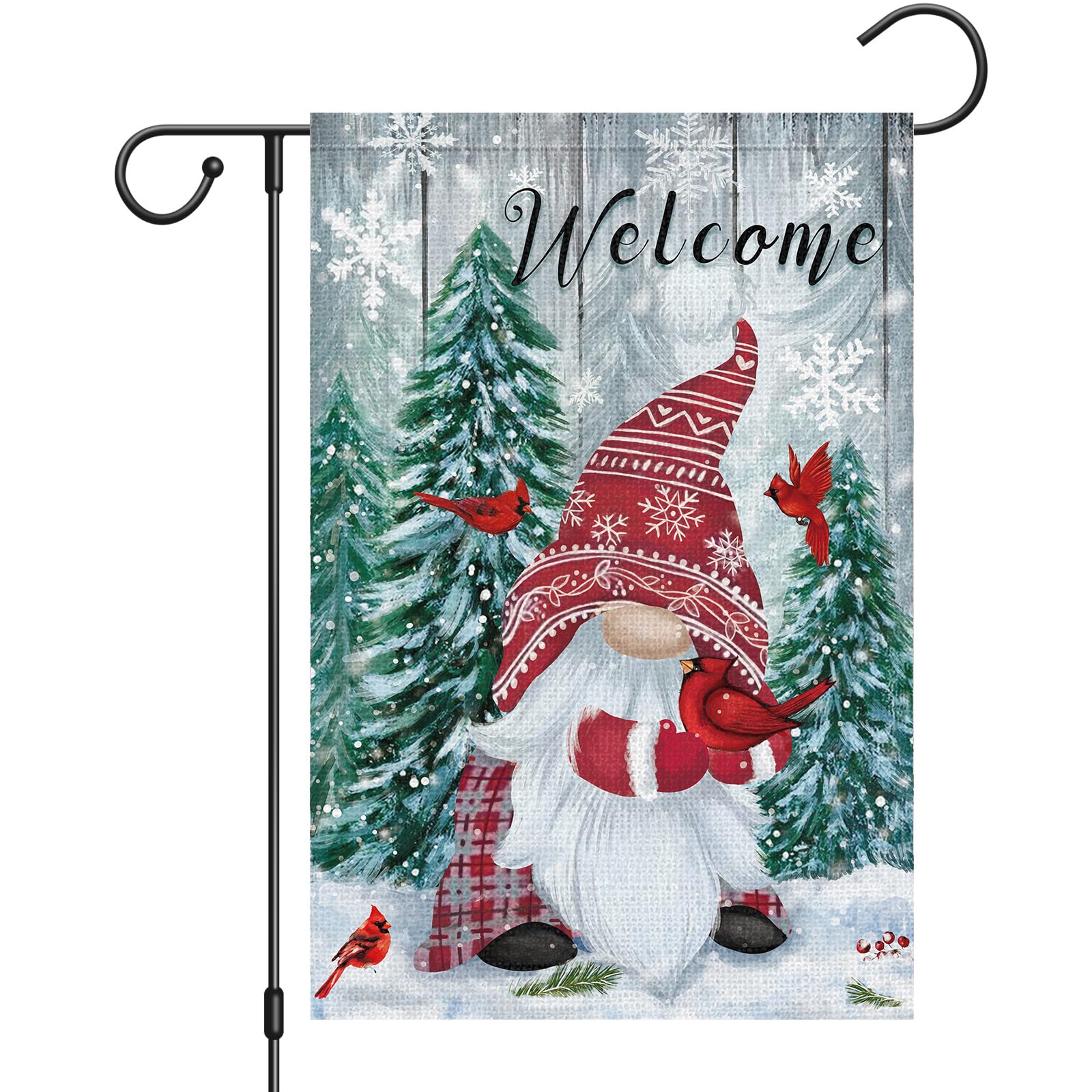 Weihnachtskatzen-Gartenflagge, 30,5 X 45,7 Cm, Vertikal, Doppelseitig, Schnee, Winter, Urlaub, Außendekoration, Jute, Hofflagge