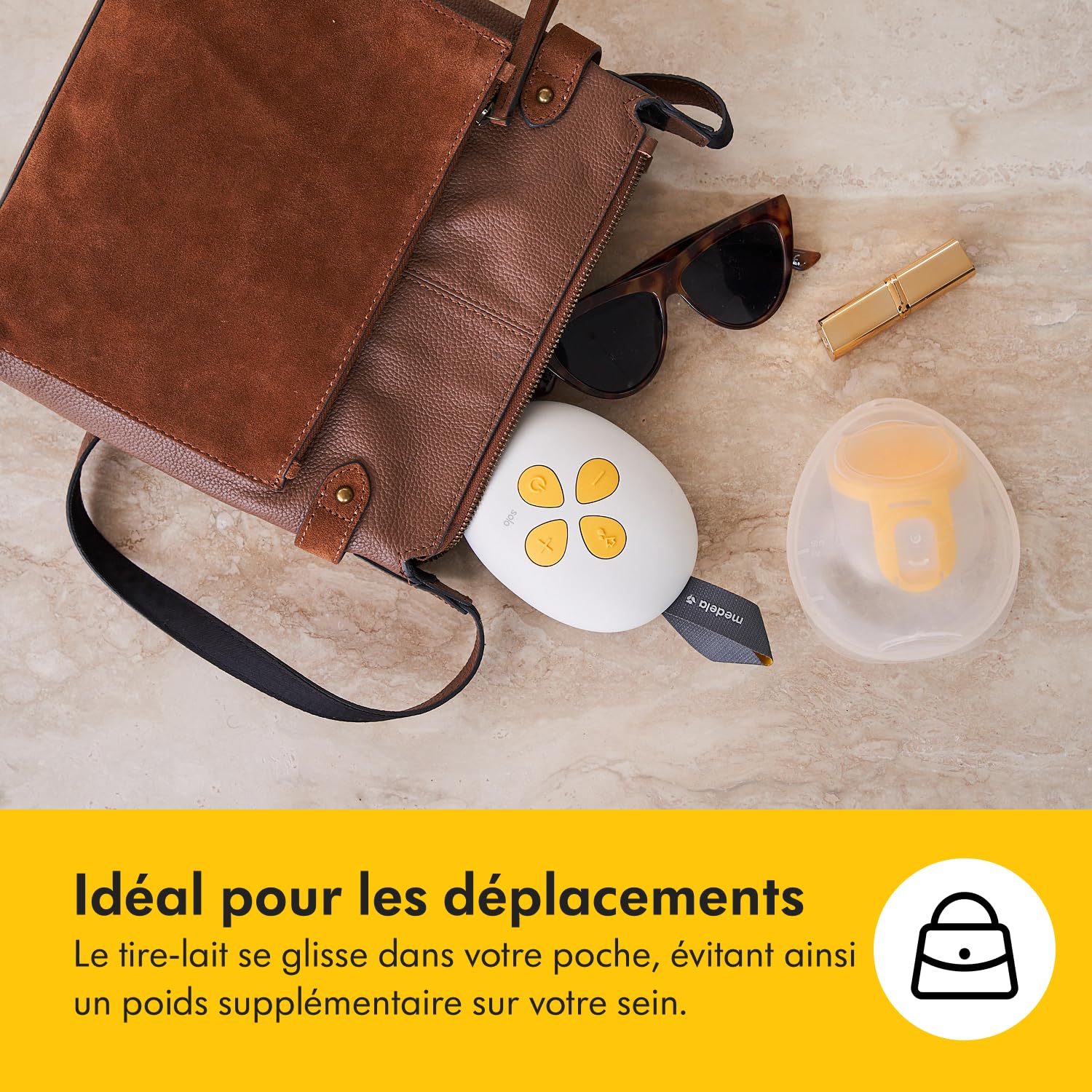 Medela Tire-lait électrique simple Solo Hands-Free, design léger et compact, compatible avec l'application Medela Family
