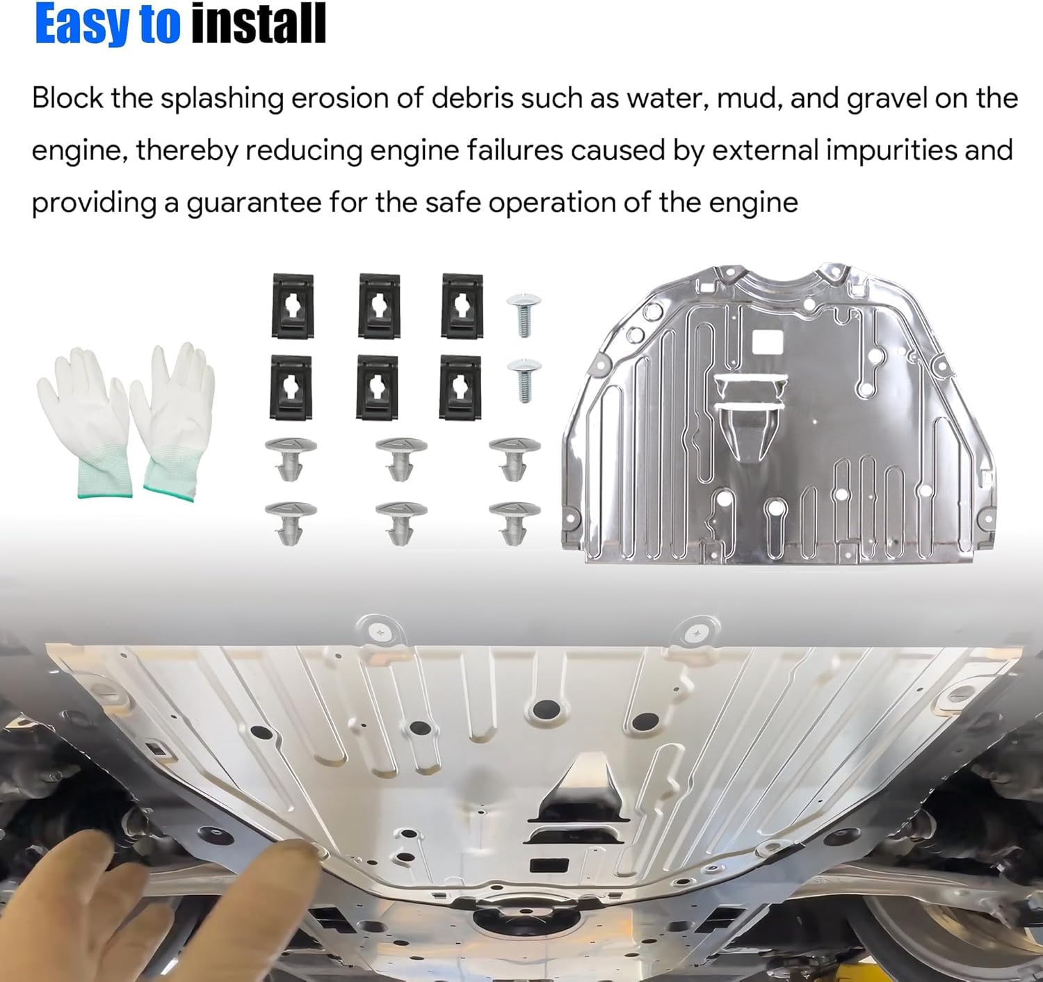 Engine Splash Shield Guard Fit for Honda Accord 2023 2024 Engine Case Guard Under Car Shield Cover Replace 74114-T50-000 74114T50000 Engine Splash Guard