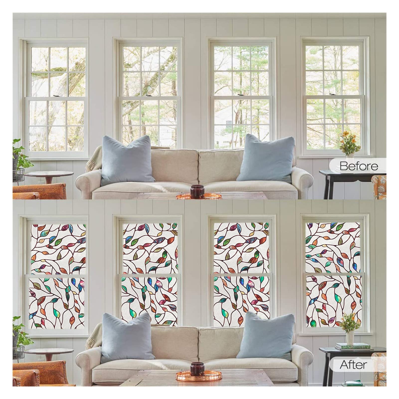 Película de vinilo for vidrieras de hojas 3D | Múltiples tamaños, hoja 3D, for puerta de vidrio de ventana del hogar: , bloqueo, luz natural(75x100 Cm)