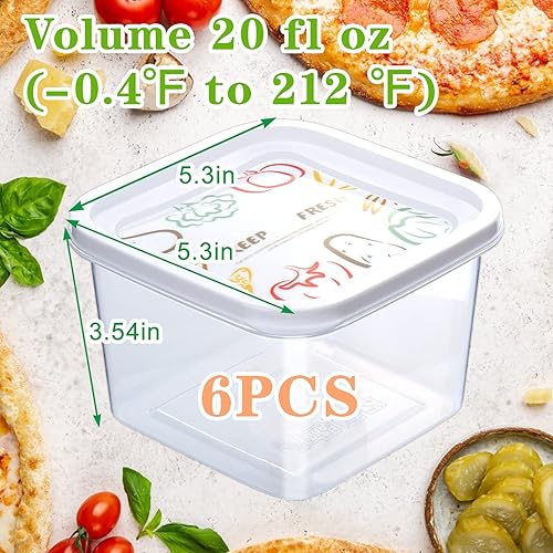Miniatura 2 de Caja a prueba de masa de pizza con tapas de sellado, juego de 6 recipientes para masa de pizza con tapas