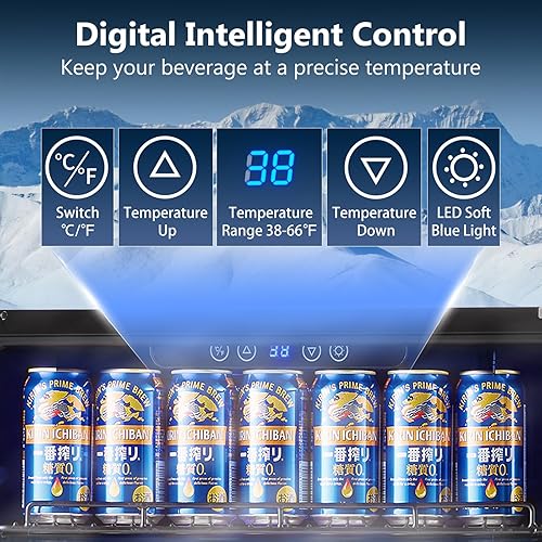 Miniatura 5 de Refrigerador de bebidas y vino de 24 pulgadas integrado o independiente, capacidad para 120 latas y 16 botellas, enfriador de vino