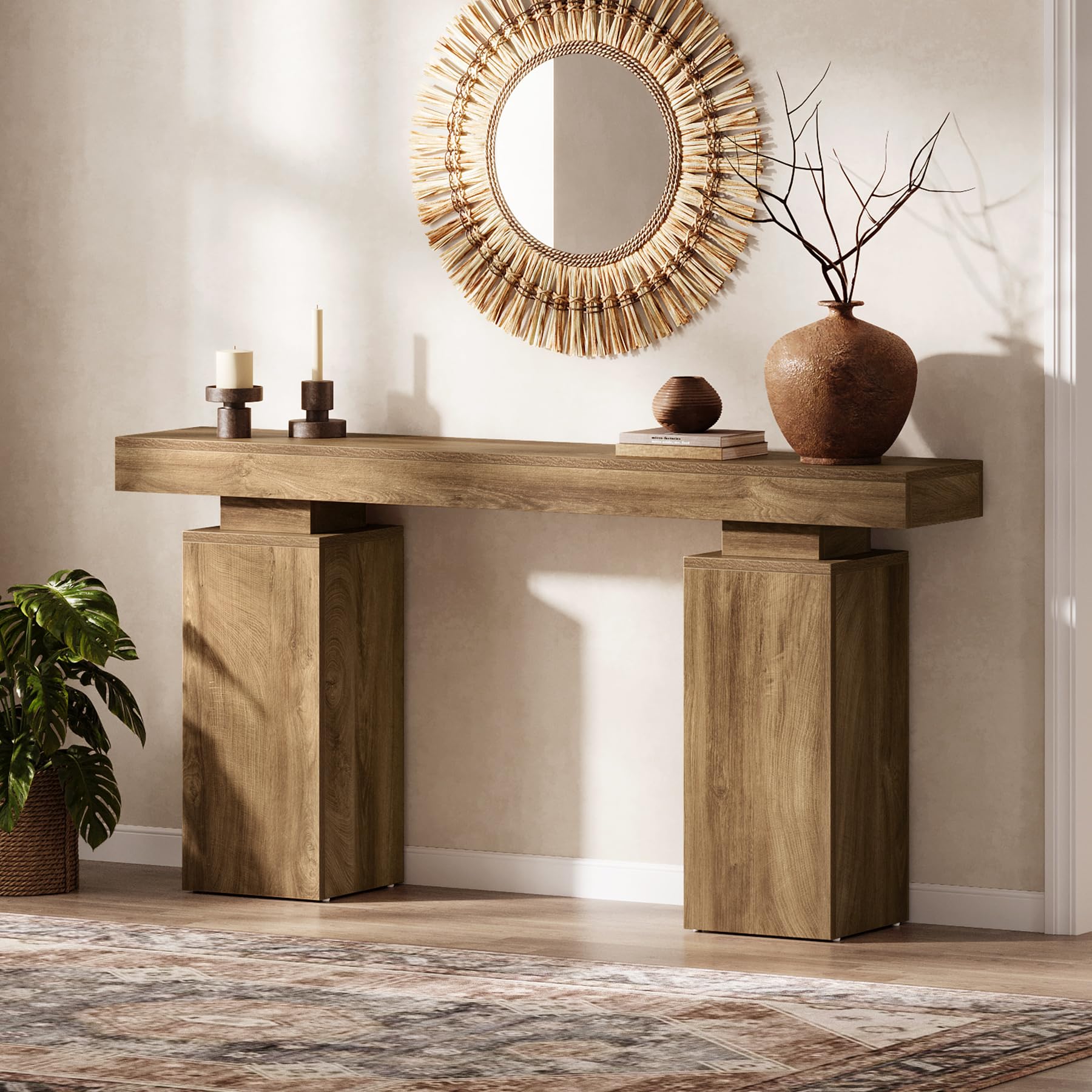 Tribesigns Mesa Consola de160 cm de Largo, Mesa de Entrada de Granja detrás del sofá, Mesa de Entrada de Madera para vestíbulo, Muebles Modernos para decoración de Sala de Estar, Entrada (Natural)