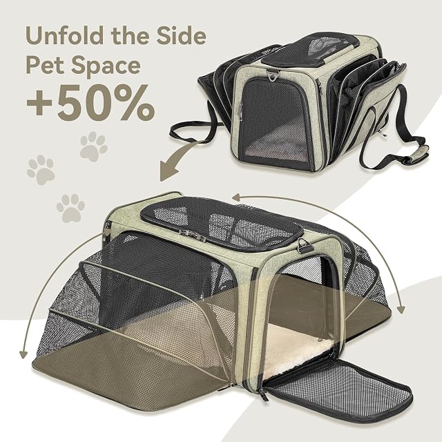 Foto 2 de 8 de Petsfit Bolsa de transporte plegable para gatos y perros, doble cara, ampliable, con correa para el hombro