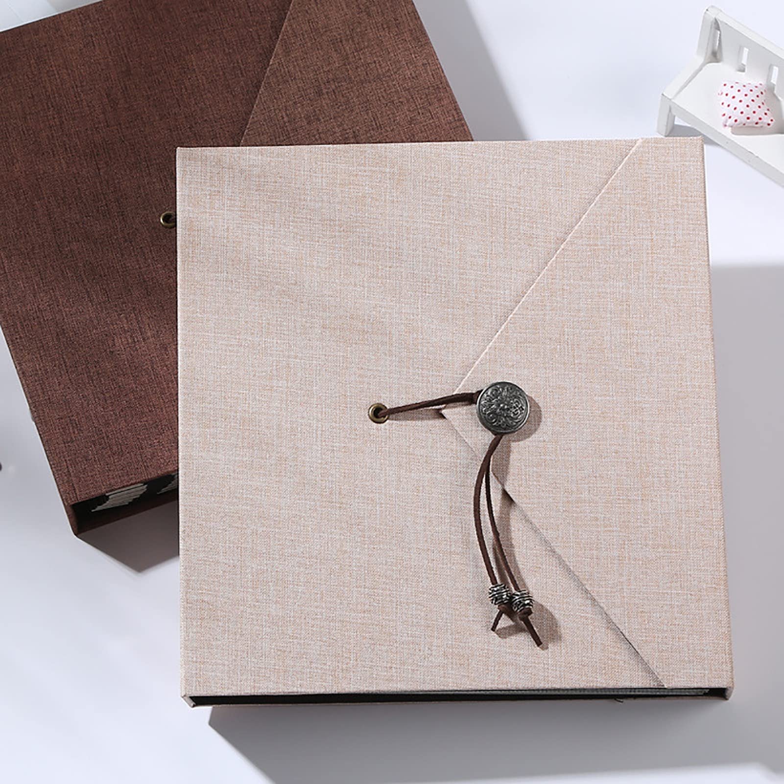 Samoprzylepny album fotograficzny, Koperta Kształt Tkaniny Pokrywa Zdjęcia Magnetyczne zdjęcia, Na Boże Narodzenie, Ślub, Rodzina (Color : Beige, Size : 10.2" x 11.0")