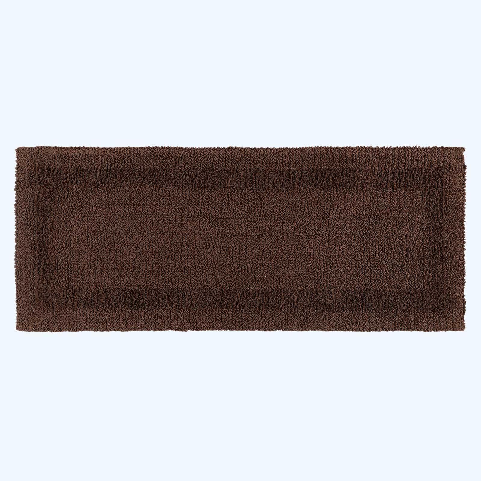 HOMESCAPES Long Bath Mat, Runner, Luxury 1600gsm Extra Soft 100% Cotton, Reversible Bathroom Mats Non-Slip, Washable, Super Absorbent, Quick-Dry, Chocolate Brown Large Bathroom Rug, 40 x 100 cm