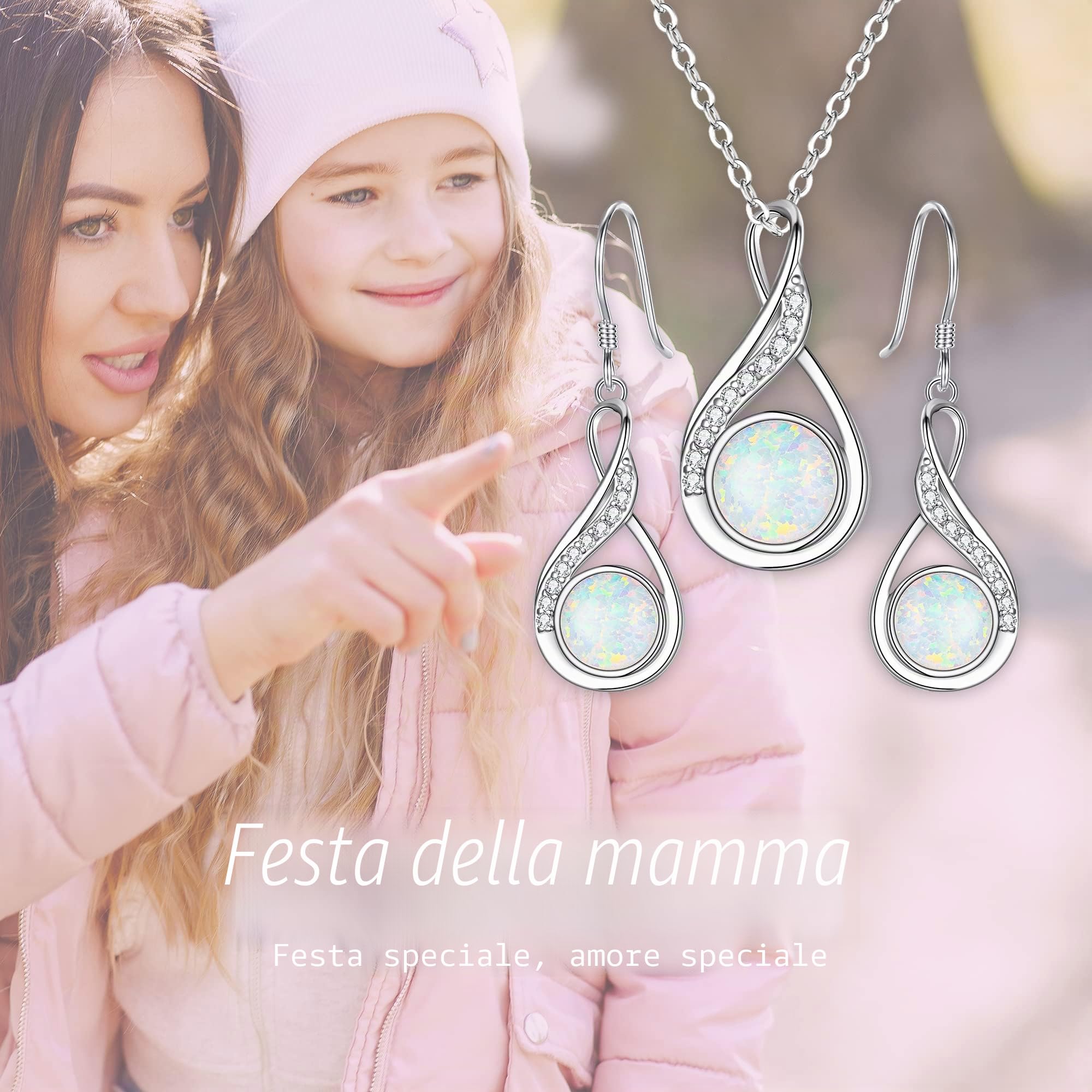 Donna Parure gioielli-Collana Orecchini Delicato Elegante con Argento e Perla Coltivata d'acqua dolce
