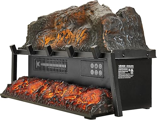 Miniatura 10 de VEVOR Calentador eléctrico de leña de 23 pulgadas, inserto de chimenea con sonido crujiente, control remoto, 5 niveles de brillo de llama,