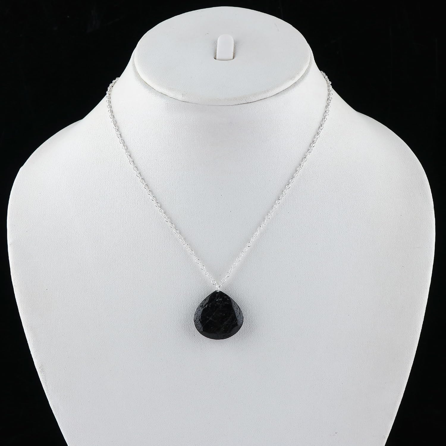 TGH Natural Heart Crystal Pendant Necklace for Women - Healing Gemstone Jewelry - 20mm Heart Stone - 16+2 Inch Silver Plated Adjustable Chain - Image 3