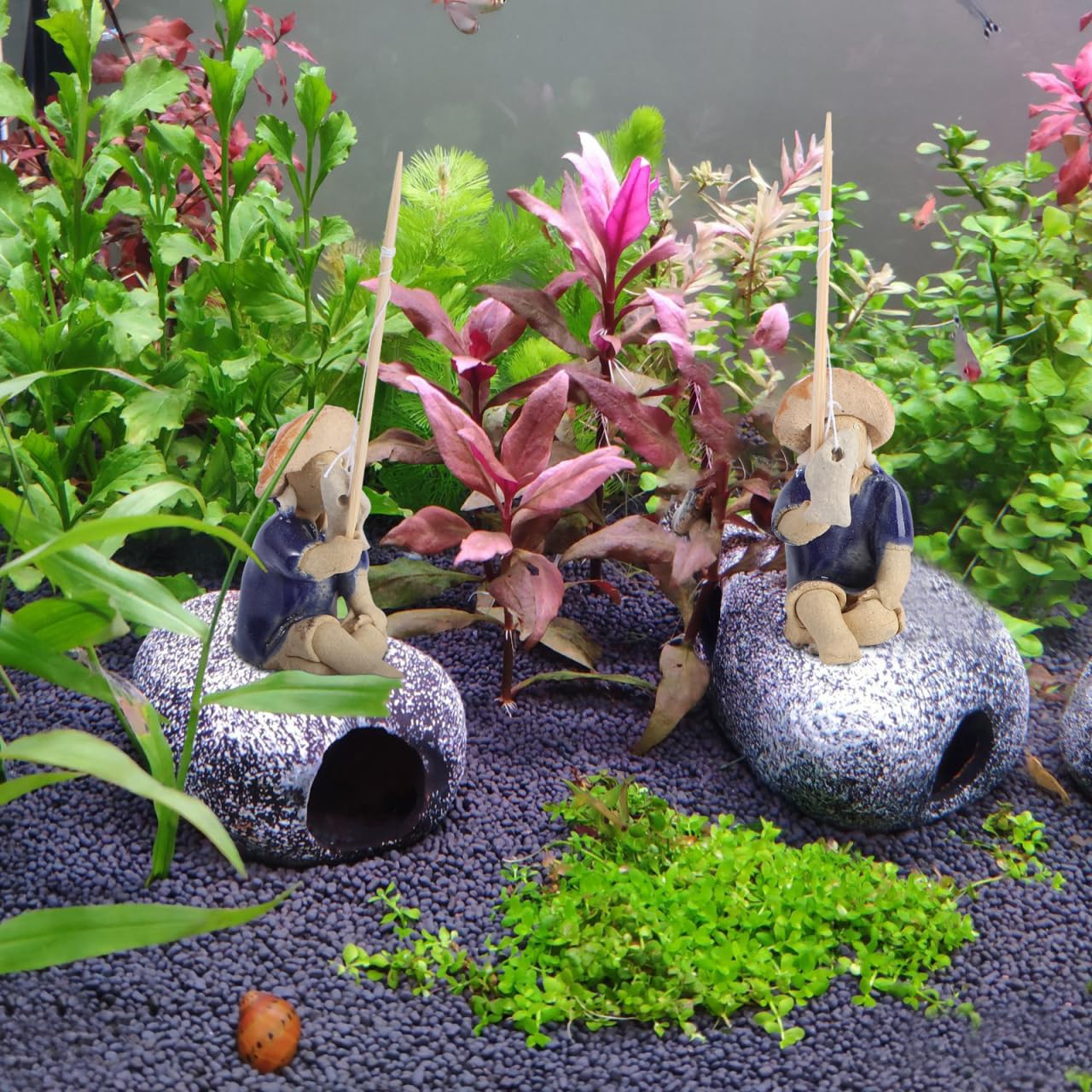 DOITOOL 2 Stck Fischer-Figuren Bonsai-Figuren Mini-Fischerstatue  asiatische Zen-Dekoration Vintage Ornament fr Aquarium Mikro-Landschaft  Feengarten Zubehr : Amazon.de: Garten