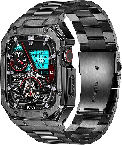 Miniatura 14 de Correa con Funda Compatible con Apple Watch Series 6 5 4 SE 3 2 1 44mm 42mm, Correa de Nylon con Funda Resistente de Acero Inoxidable para Correas