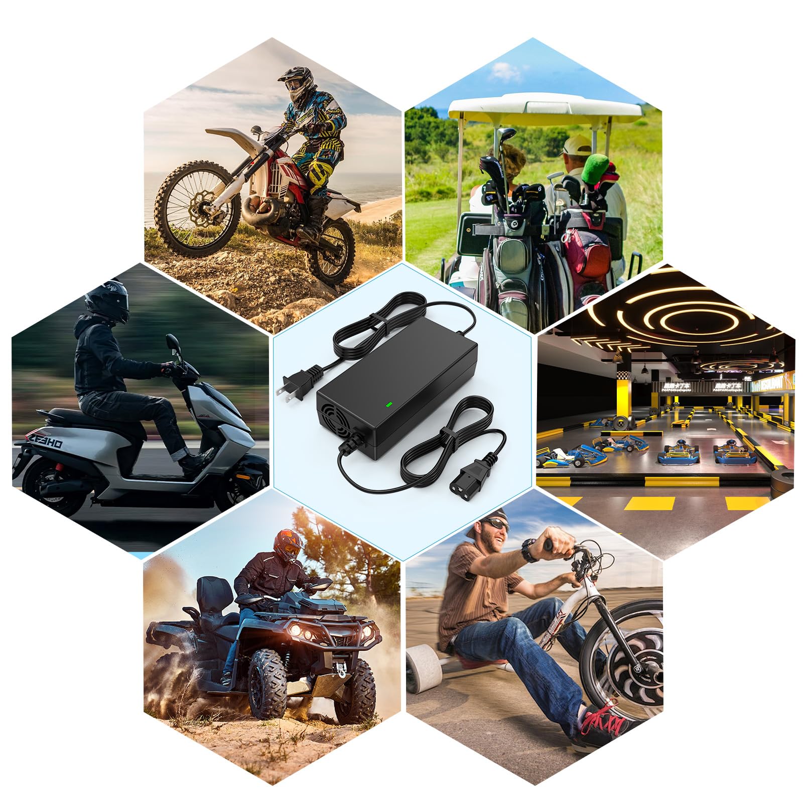 59V 1.8A para 48V 12AH Cargador de batería de plomo para bicicleta eléctrica Motor Bike - Adaptador de CA de enchufe de 3 agujeros 8