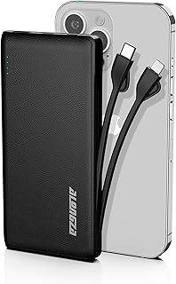 Portable Charger Built in Cables 10000mAh Power Bank Fast Charging External Battery Pack Cell Phone Charger Slim Backup Battery Portable Travel Charger for Phones