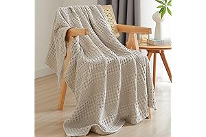 PHF 100% Cotton Waffle Weave Throw Blanket - Light Weight Throw