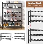 Rangement de la plate-forme de chaussures empilables pour l'entrée d'unité Hallway et le placard étagère autoportante robuste (Noir, 3-Tier/27 * 11 * 18.3IN)