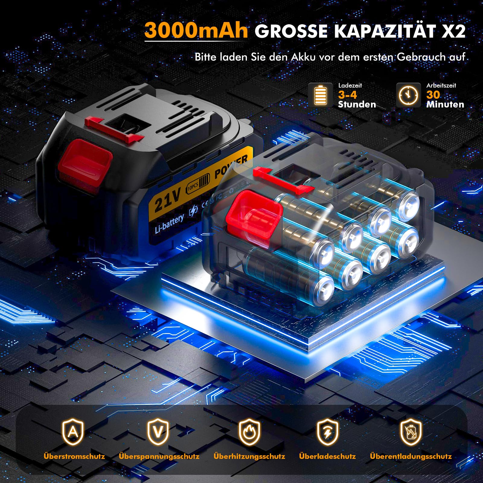 Idropulitrice a Batteria, 21V 120Bar Idropulitrice Mobile, Idropulitrice a Batteria con 2 Batterie&Ugello 6-in-1&Tubo da 5M, Idropulitrice Senza Fili Portatile per Auto/Terrazza/Finestre