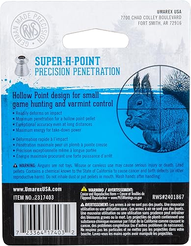 Miniatura 7 de Rheinisch-Westfalische 2317403 RWS Super-H-Point Pistola de aire munición .177 Línea de campo